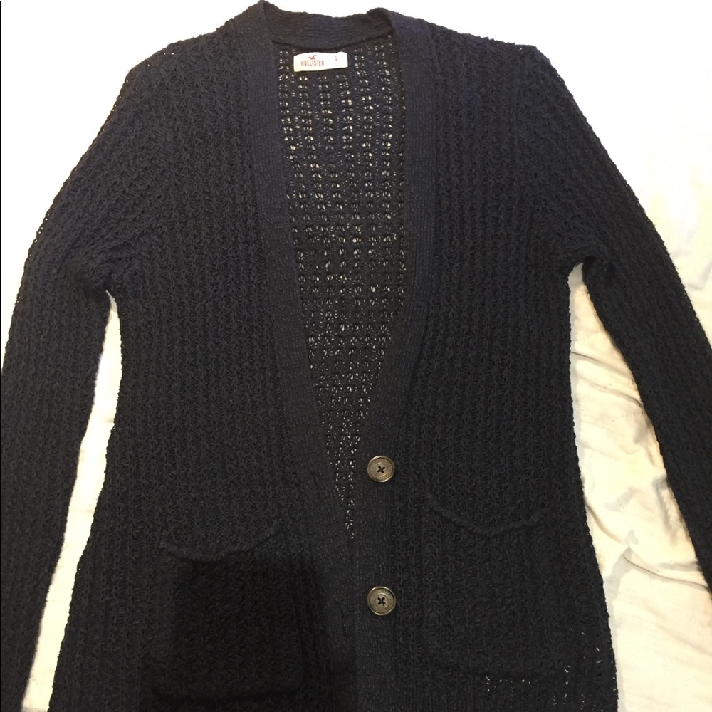 Hollister navy blue chunky knit cardigan